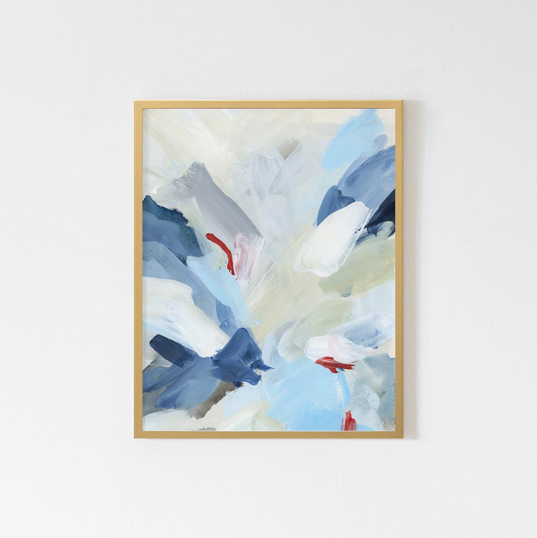Red, White and Blue Abstract Painting Modern Nautical Wall Art Print or Canvas - Jetty Home