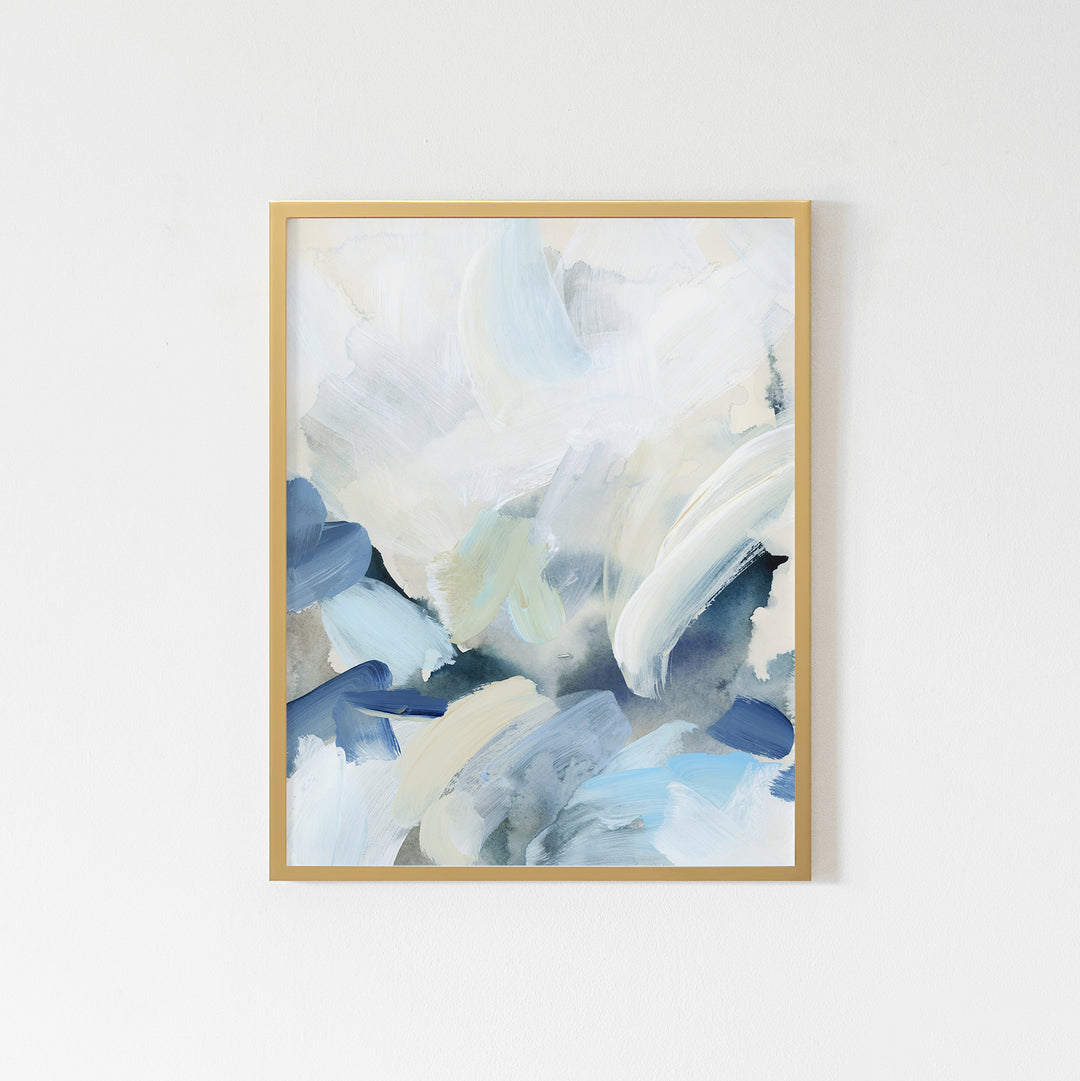 Neutral Blue and Beige Abstract Painting Wall Art Print or Canvas - Jetty Home