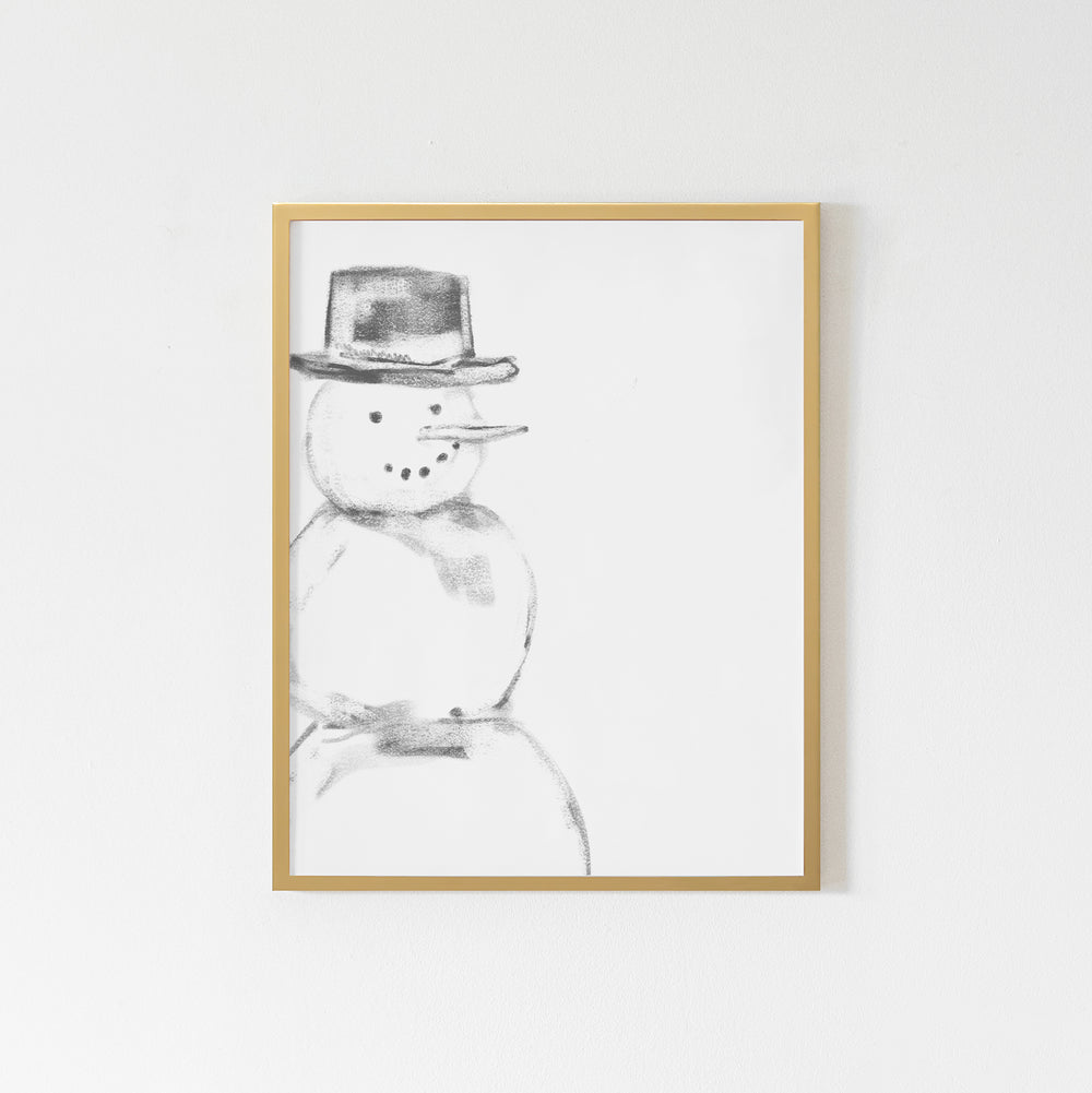 Snowman Illustration Wall Art Print or Canvas - Jetty Home
