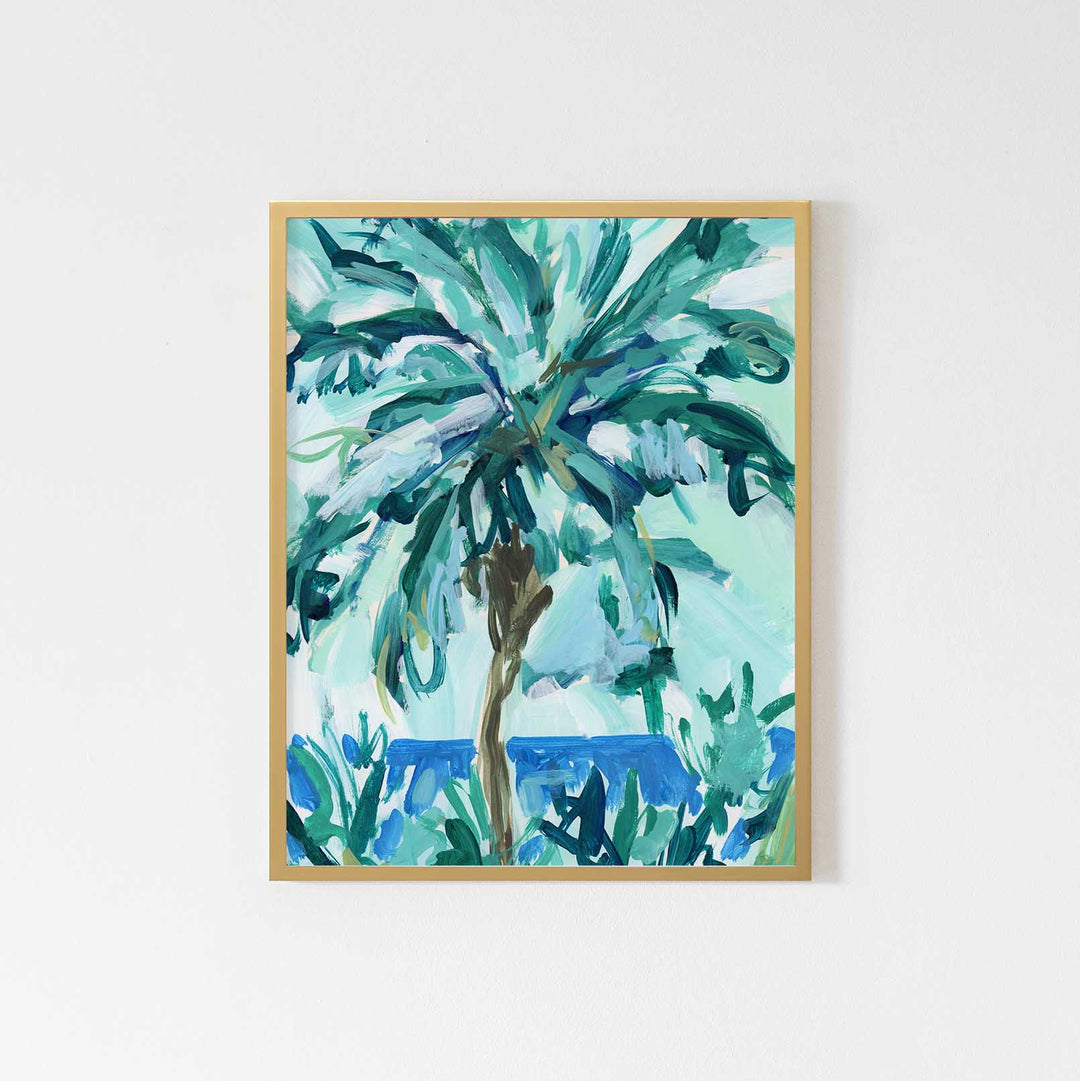 Sunny Palm Tree Tropical Caribbean Painting Wall Art Print or Canvas - Jetty Home