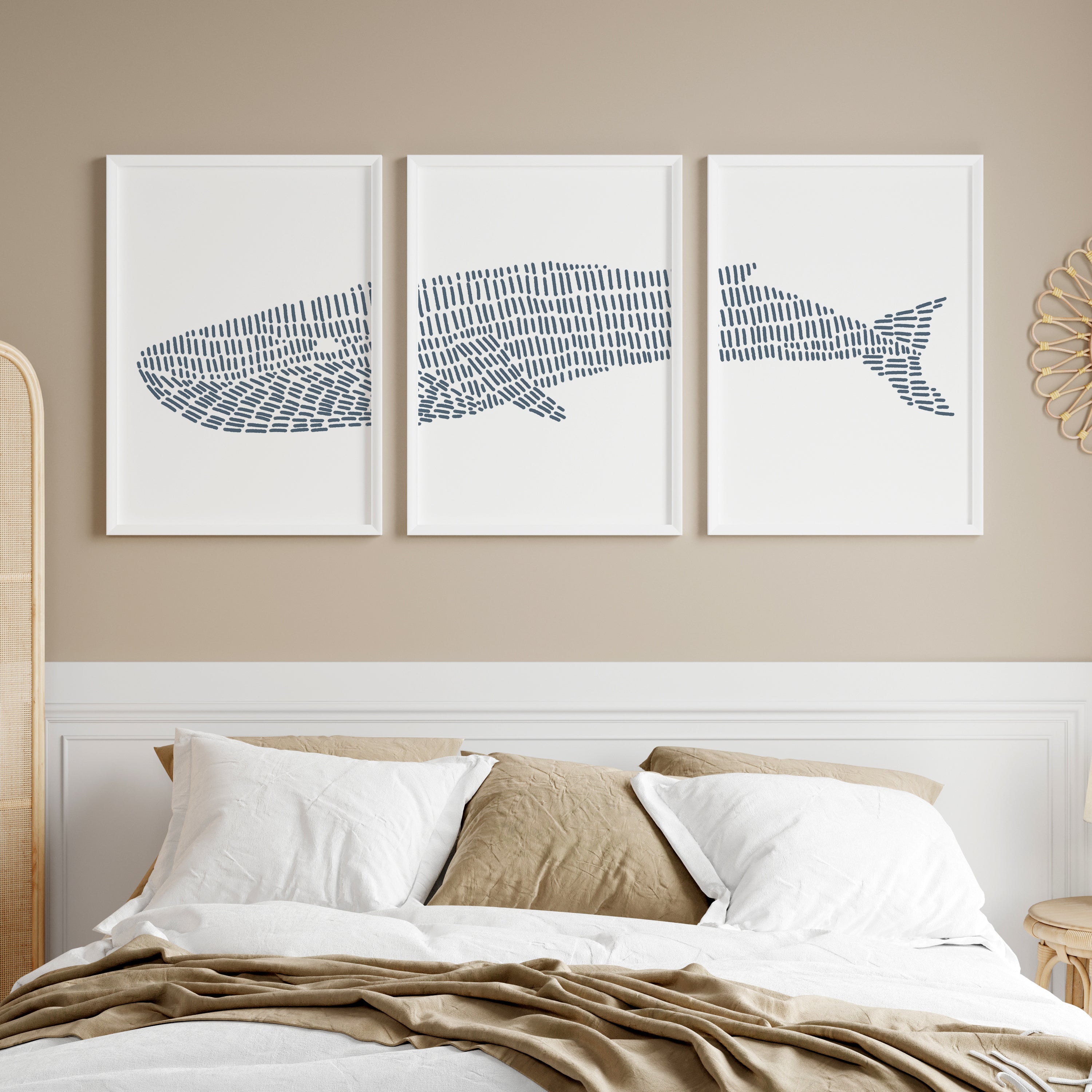 Blue Whale Illustration - Set of 3 - Art Prints or Canvases | Jetty Home