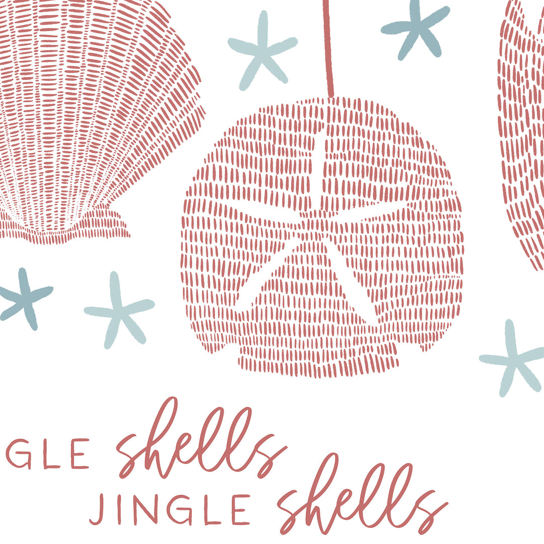 Unframed 5x7 art print of Jingle Shells by Jetty Home featuring detailed illustrations of seashells on white background.