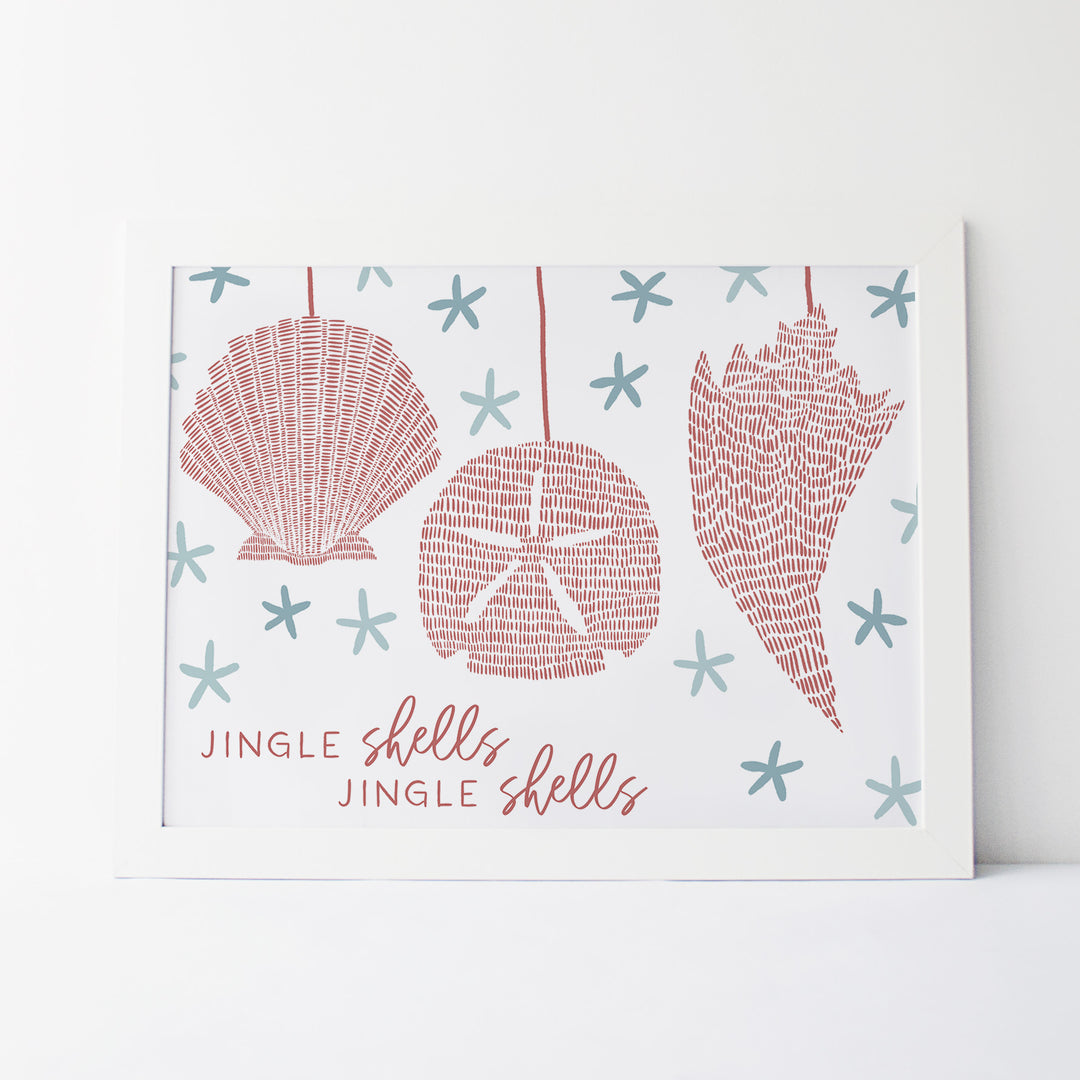 Unframed 5x7 art print by Jetty Home featuring Jingle Shells with detailed illustrations of seashells on textured paper