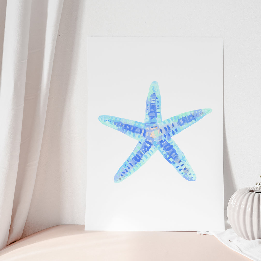 Bright Starfish Sea Creature Painting Wall Art Print or Canvas - Jetty Home