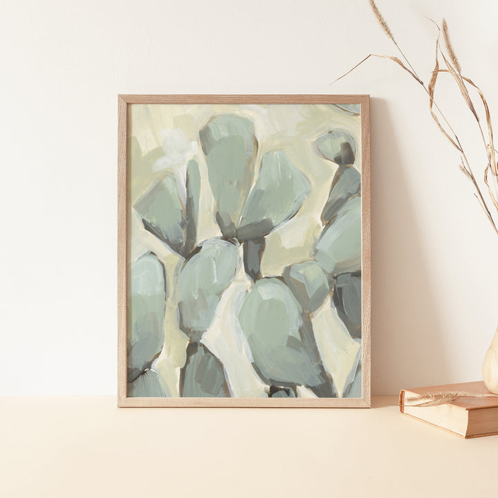Modern Prickly Pear Cactus Desert Painting Wall Art Print or Canvas - Jetty Home
