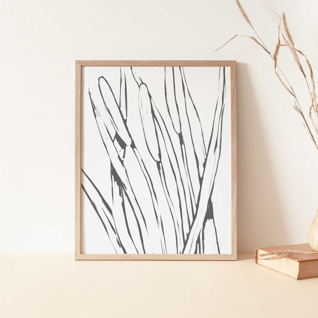Pond Reed Cattails Modern Farmhouse Country Wall Art Print or Canvas - Jetty Home