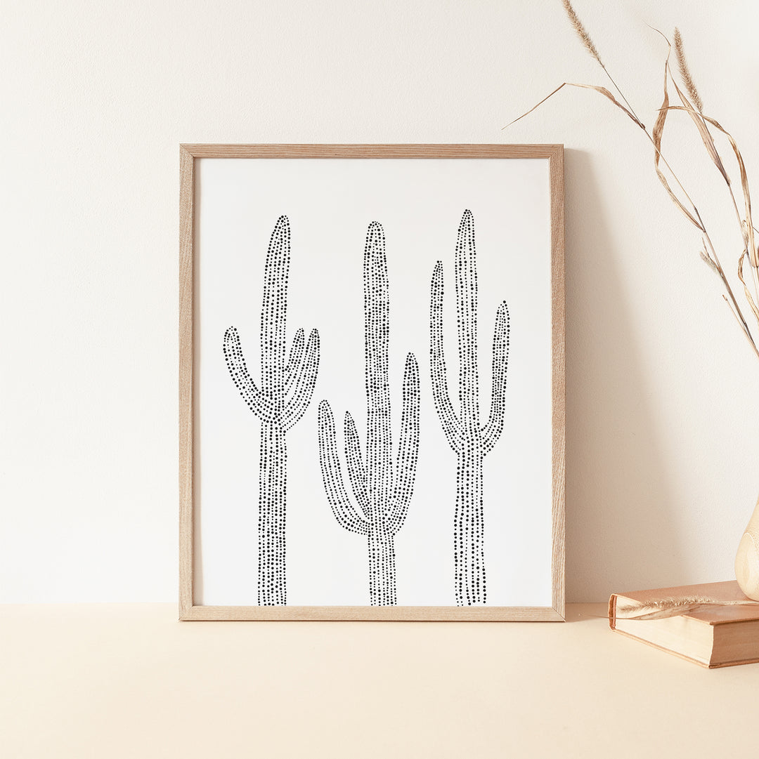 Saguaro Cactus Modern Minimalist Desert Decor Trio Wall Art Print or Canvas - Jetty Home