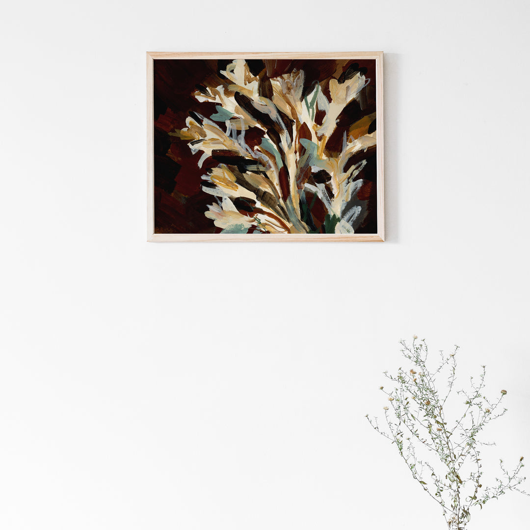 Dark Autumn Botanical Wildflower Wall Art Print or Canvas - Jetty Home