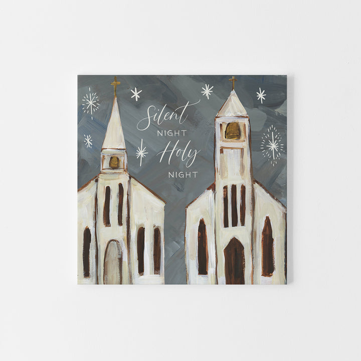 Silent Night Holy Night Modern Christmas Church Painting Wall Art Print or Canvas - Jetty Home