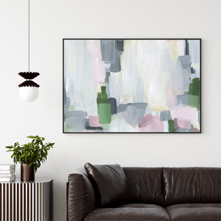 Modern Gray and White Abstract Painting Spring Wall Art Print or Canvas - Jetty Home