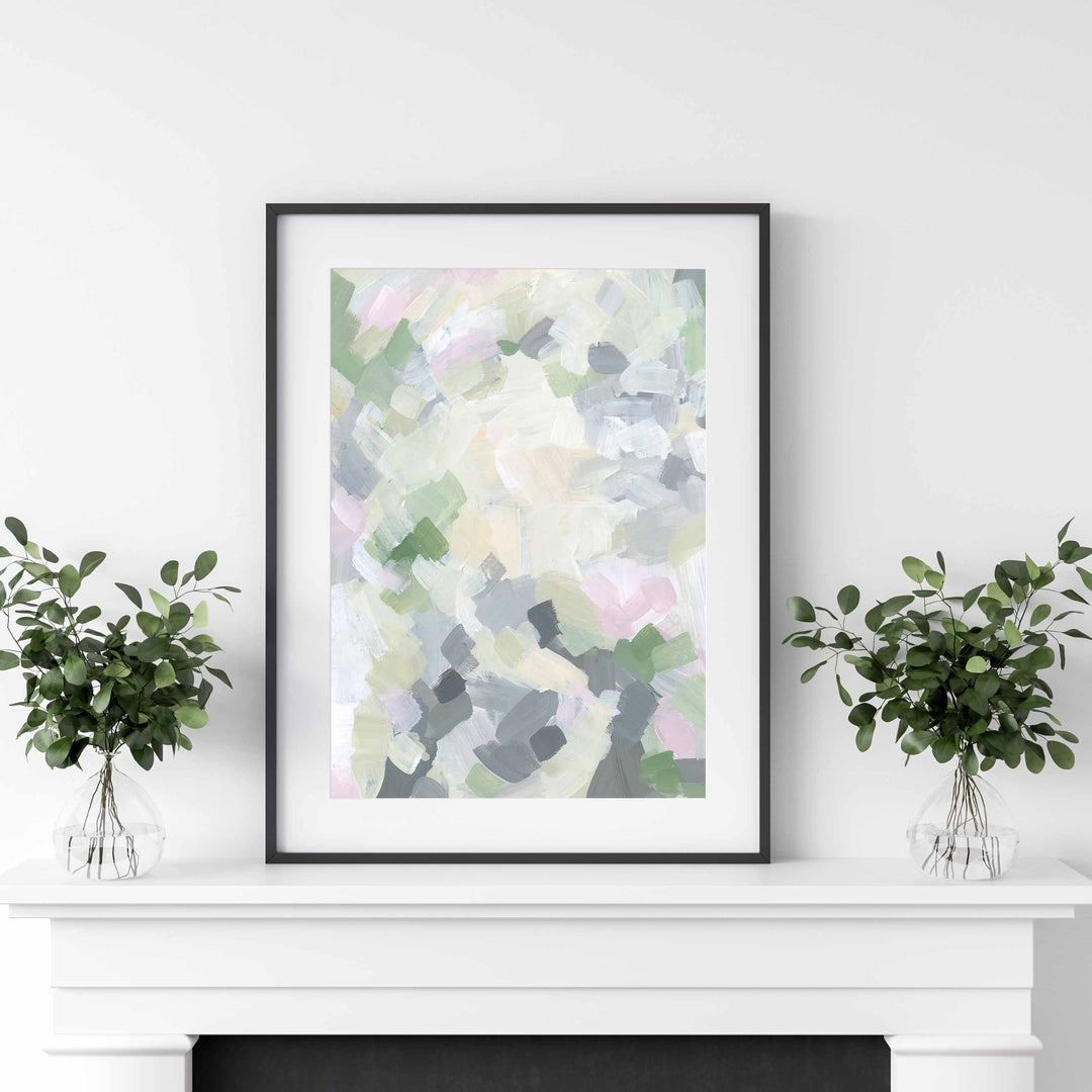 Springtime Abstract Painting Pink and Green Modern Wall Art Print or Canvas - Jetty Home