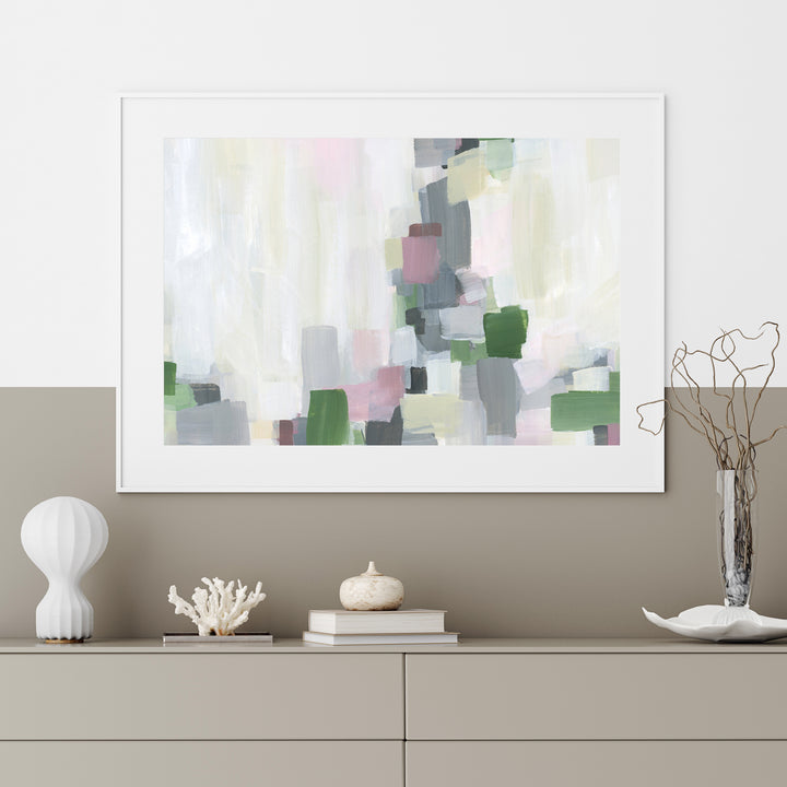 Contemporary Abstract Spring Pastel and Gray Painting Wall Art Print or Canvas - Jetty Home