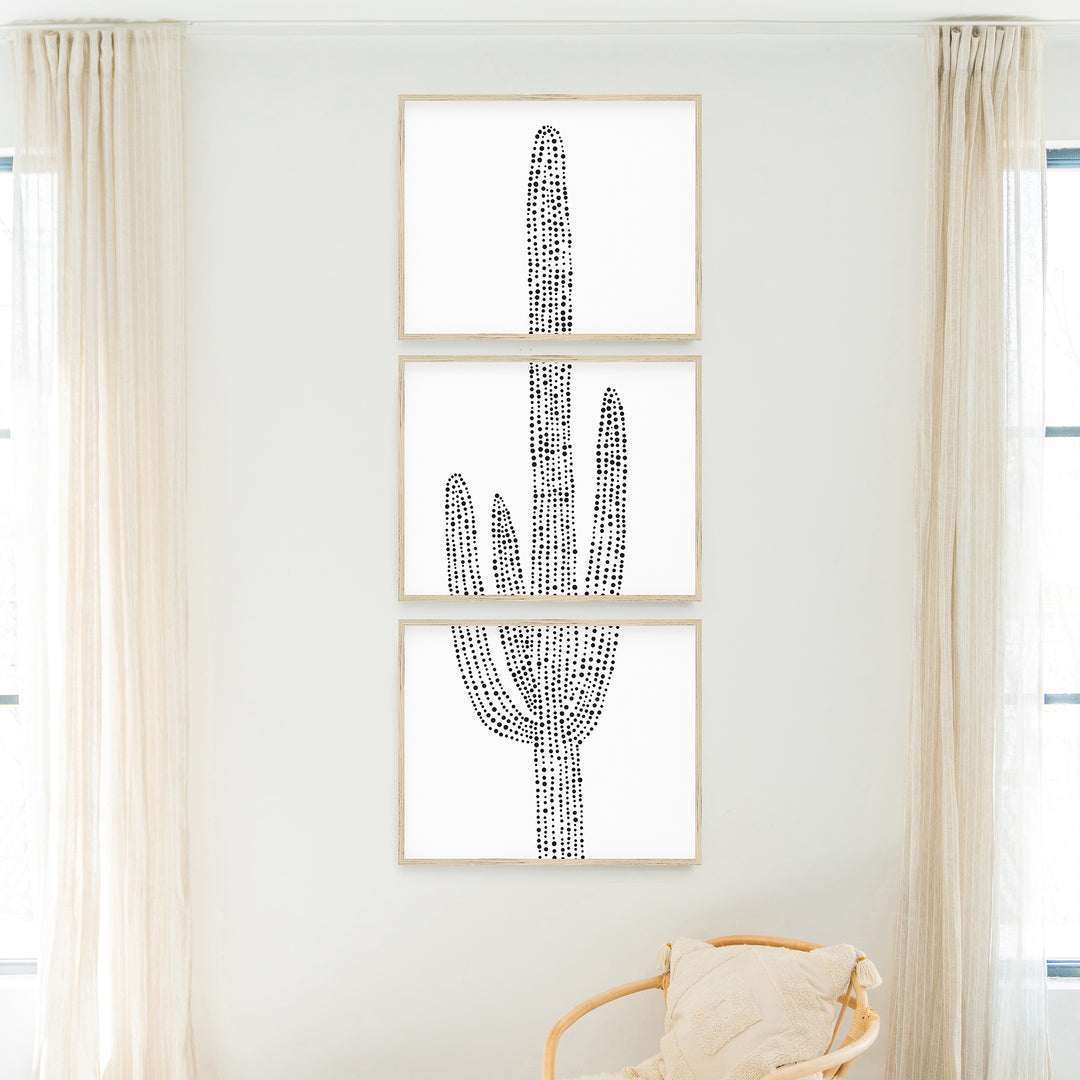 Desert Saguaro Cactus, No. 2 - Set of 3 - Art Prints or Canvases ...