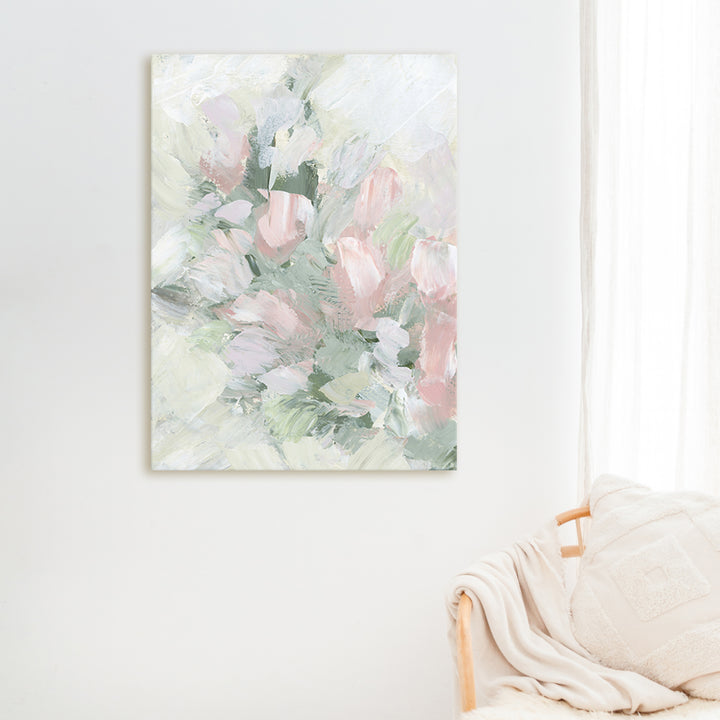 Floral Rose Abstract Pink and Green Wall Art Print or Canvas - Jetty Home