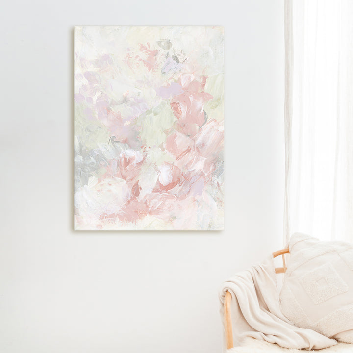 Girly Artwork Modern Nursery Decor Pink and White Abstract Painting Wall Art Print or Canvas - Jetty Home