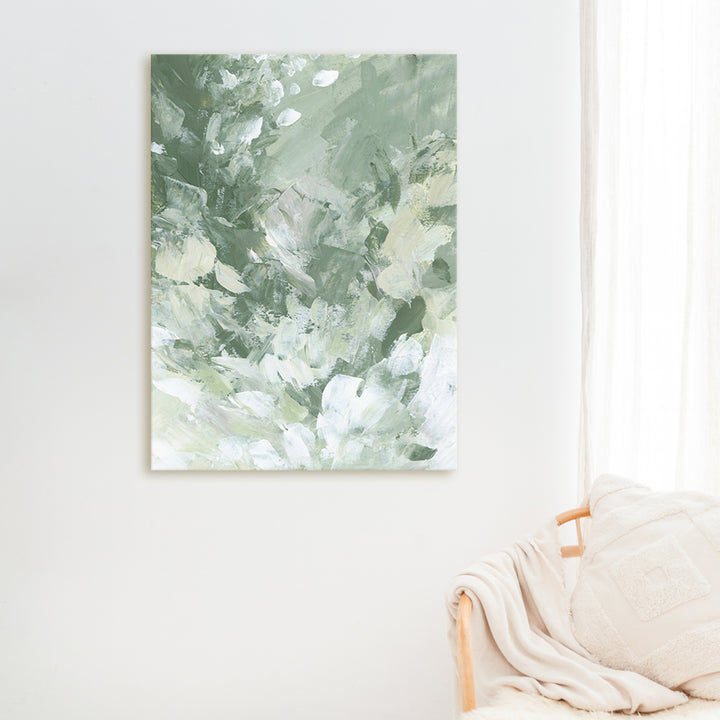 Deep into the Glen Modern Green and White Abstract Painting Wall Art Print or Canvas - Jetty Home