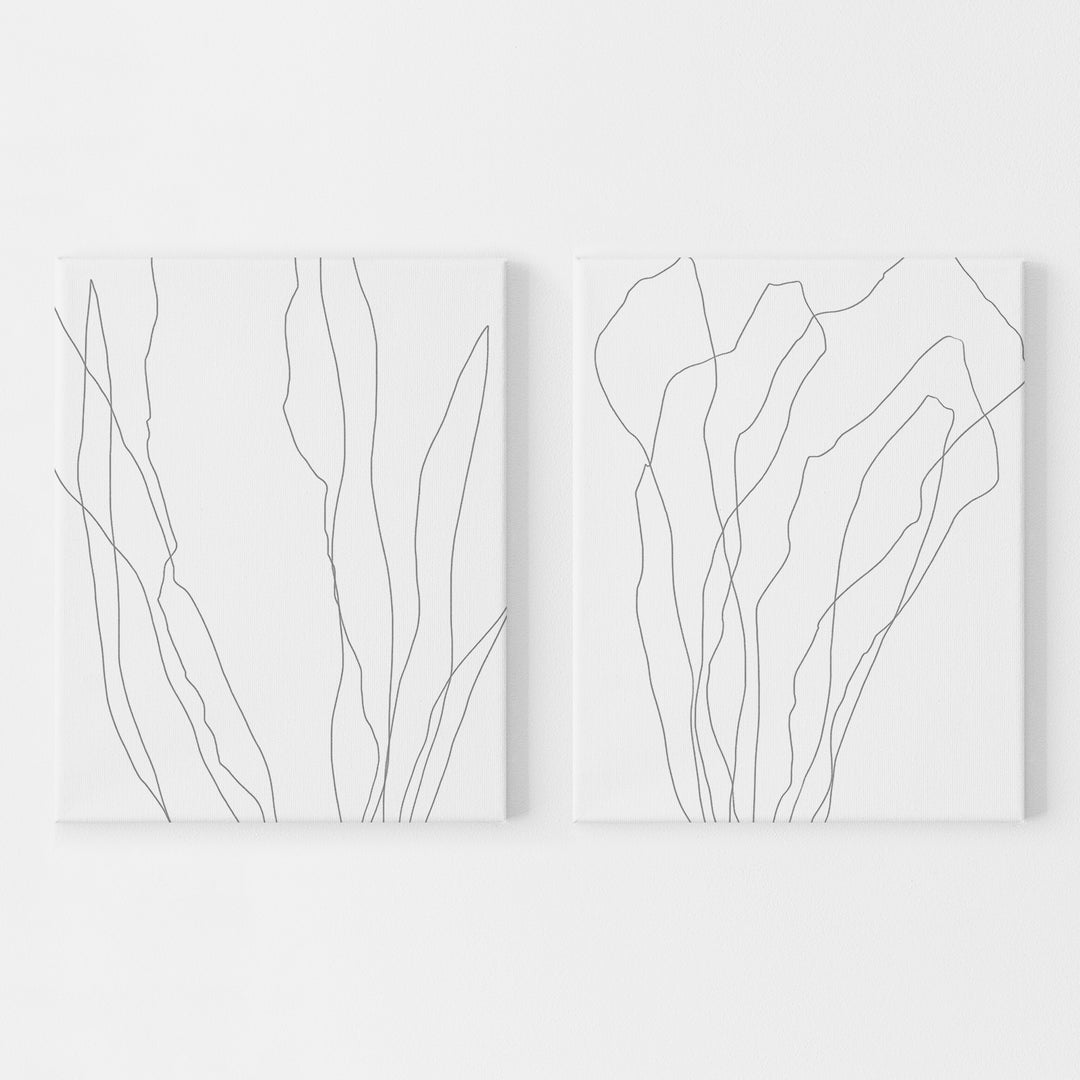 Seaweed Modern Minimalist Coastal Simple Diptych Set of 2 Wall Art Print or Canvas - Jetty Home
