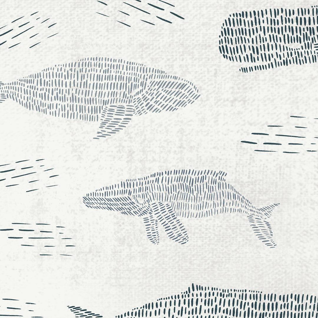 Gray and Ivory Whale Pattern Modern Coastal Wall Art Print or Canvas - Jetty Home