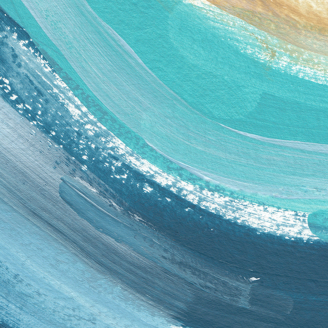 Ocean Swell Abstract Turquoise and Salmon Pink Painting Wall Art Print or Canvas - Jetty Home