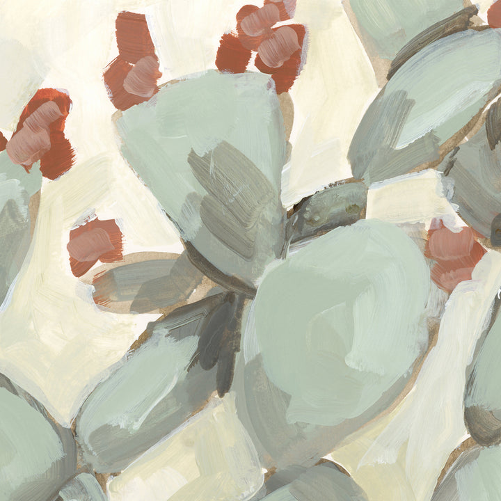 Flowering Prickly Pear Neutral Cactus Painting Wall Art Print or Canvas - Jetty Home