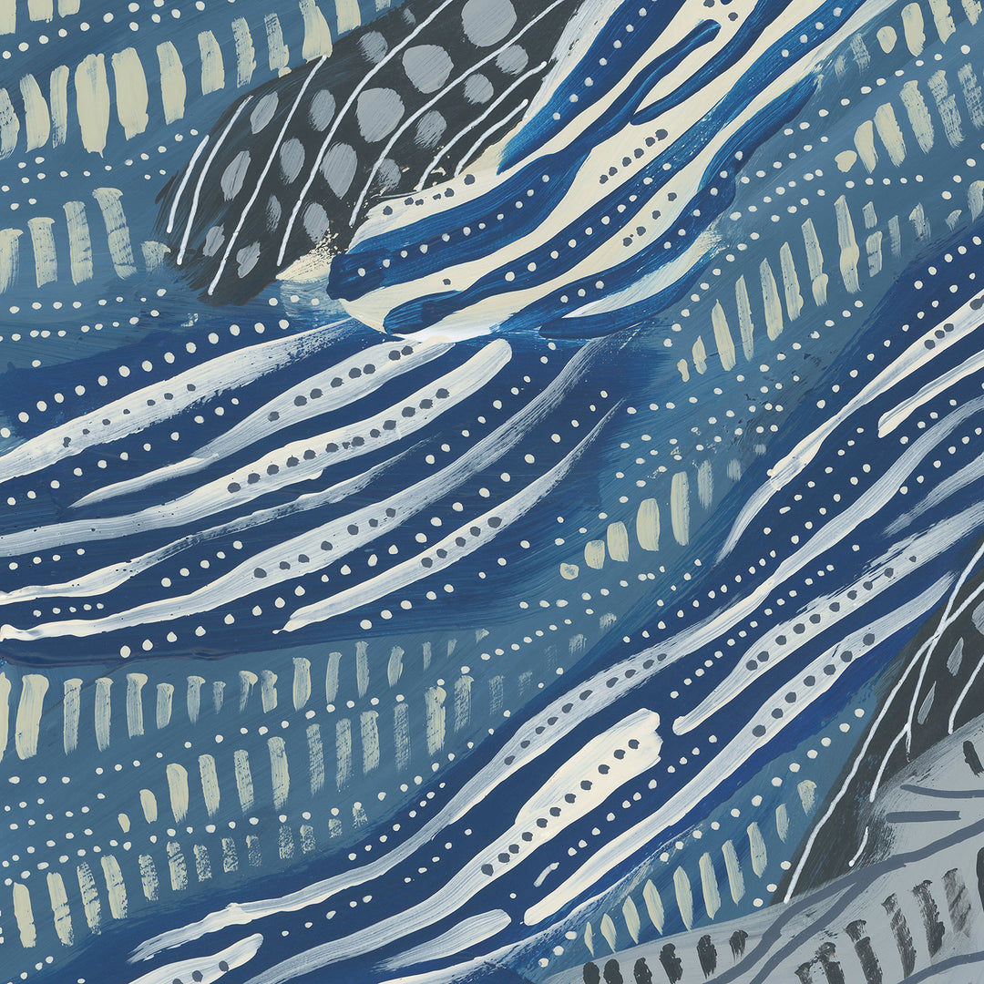 Ocean Painting Pattern Blue and Cream Abstract Wall Art Print or Canvas - Jetty Home