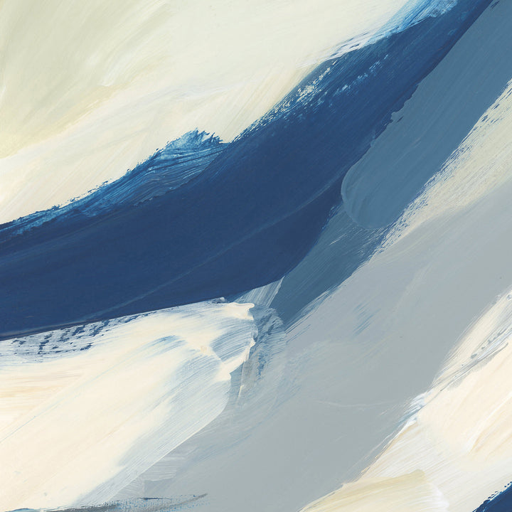 Abstract Painting Beach Ocean Movement Beige and Blue Wall Art Print or Canvas - Jetty Home