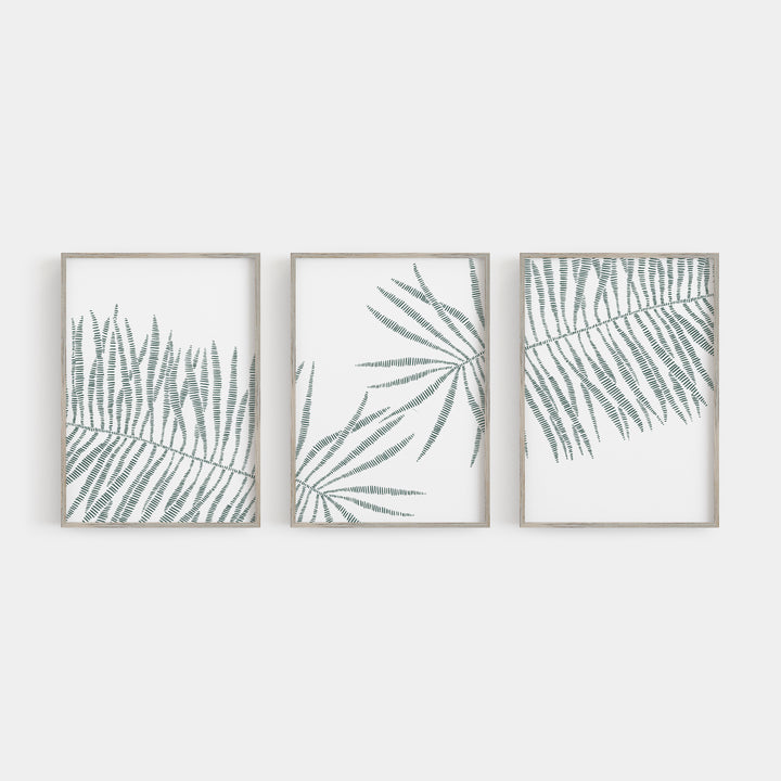 Modern Tropical Palm Leaf Triptych Set of Three Wall Art Prints or Canvas - Jetty Home