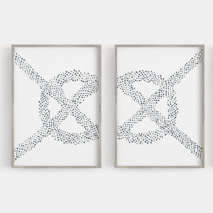 Carrick Bend Knot Nautical Diptych Set of 2 Wall Art Print or Canvas - Jetty Home