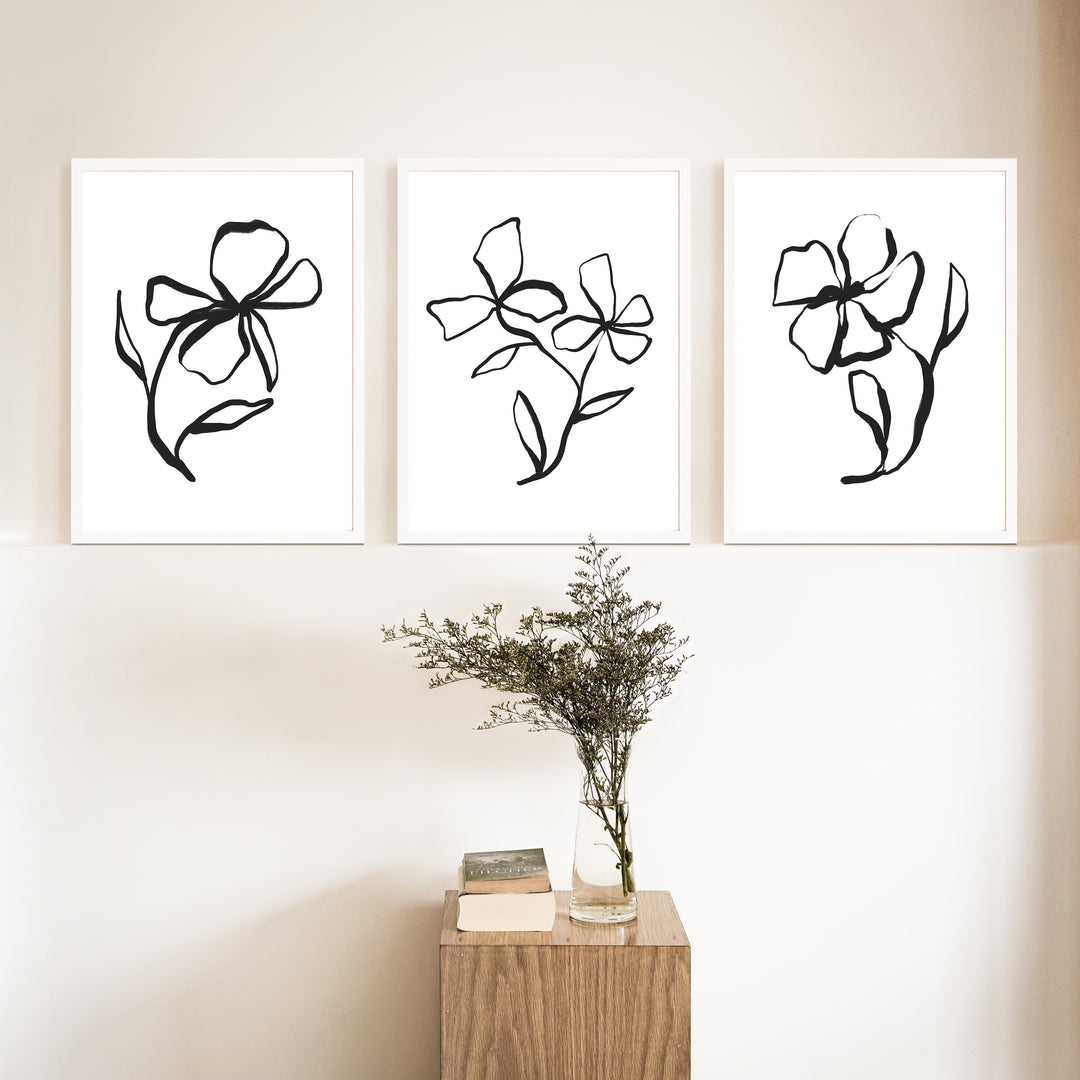 Plant Line Drawings - Set of 3  - Art Prints or Canvases - Jetty Home
